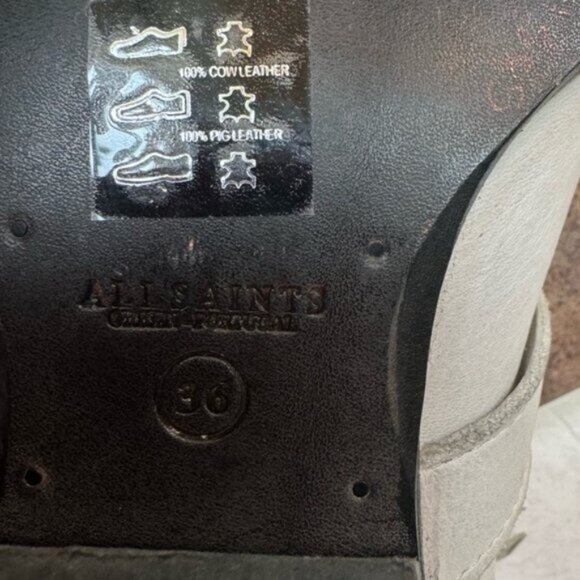 AllSaints Katy Leather Zip Buckle Lace Up Moto Western Heel Boots Festival Shoe - Picture 11 of 16